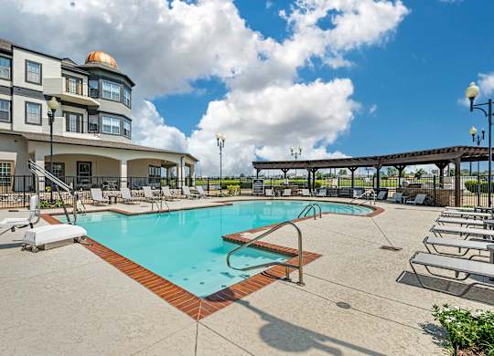 the resort style swimming pool at our hotel at Villaggio Apartments, Louisiana, 71111