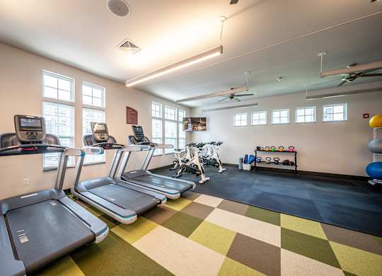 Cardio Machines In Gym at Waterstone at Hamburg Apartments, Kentucky
