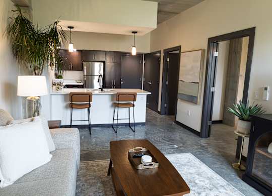 Living Room and Kitchen View at The 503 Apartments, Ohio