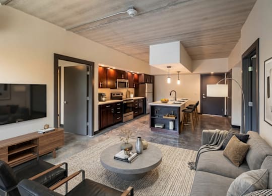 Living Room with TV at The 503 Apartments, Dayton, 45402