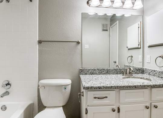 a bathroom with a sink toilet and bathtub at Foxborough Apartments, Irving, TX, Texas, 75061