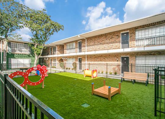 Dog park at Bellaire Oaks Apartments, Houston, TX, 77096
