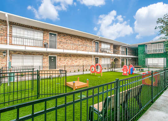Dog park at Bellaire Oaks Apartments, Houston, TX, 77096