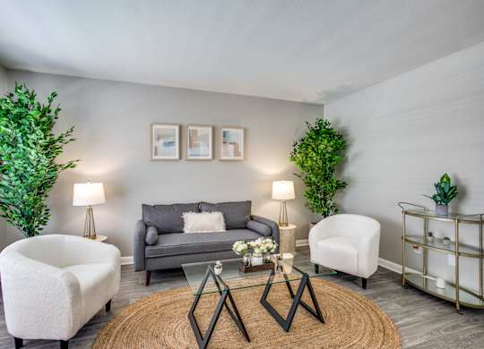 Living Room Interior at Bellaire Oaks Apartments, Texas
