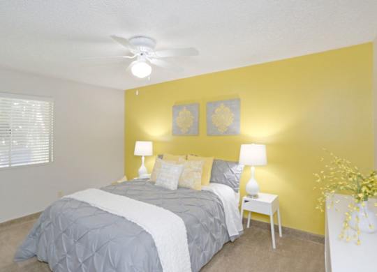 a bedroom with a bed and a ceiling fan at Granite Bay, Phoenix, Arizona, 85023