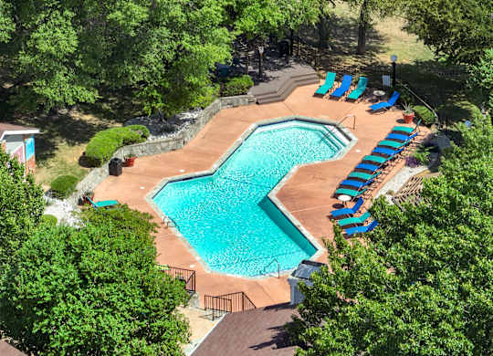 Aeriel pool view at Foxborough Apartments, Irving, TX, Texas