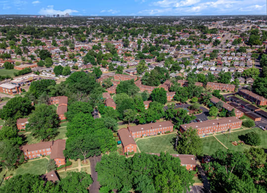 aerial view at Hampton Gardens, Saint Louis