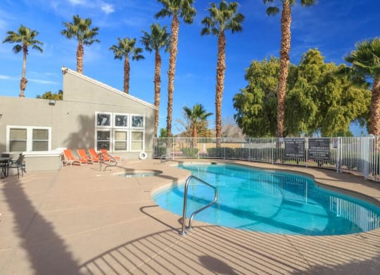 pool with Palm trees at Citrus Apartments, Las Vegas, NV, 89101