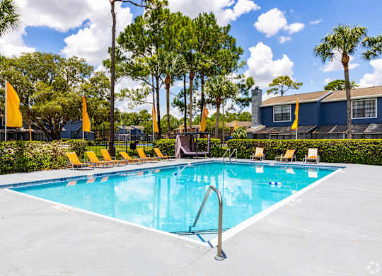 the swimming pool at our apartments in palm springs