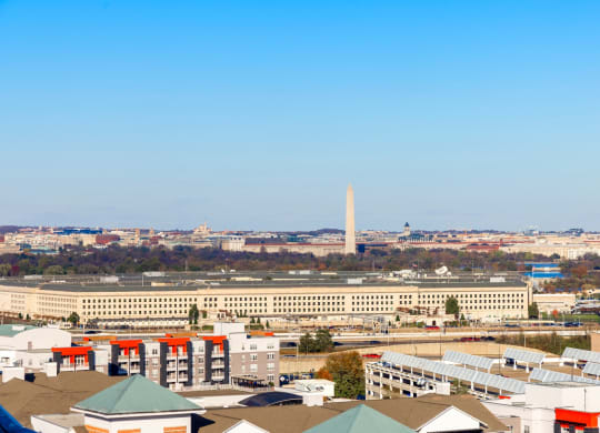 a view of the monument and the city