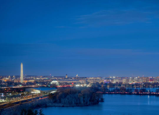 a view of the city dc at night