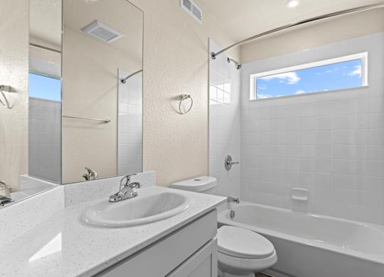 Modern Bathroom with Framed Mirror at The Townhomes at Pine Drive, Parker, CO, 80138