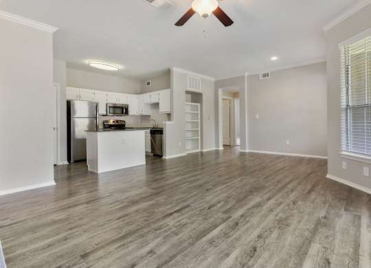 Open living room & kitchen area