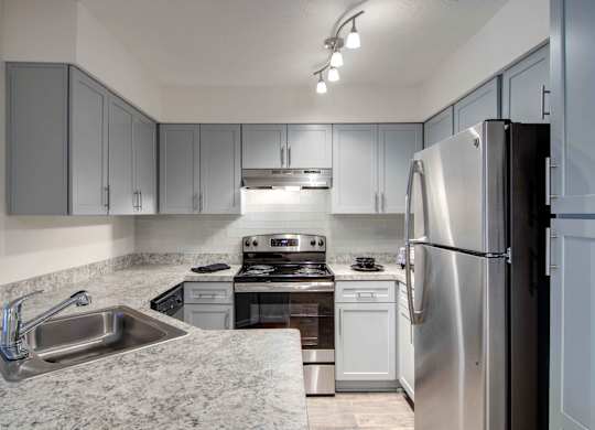 Pet Friendly Apartments in Roswell, GA - 2200 Big Creek Apartments - Luxury Kitchen with stainless steel appliances.