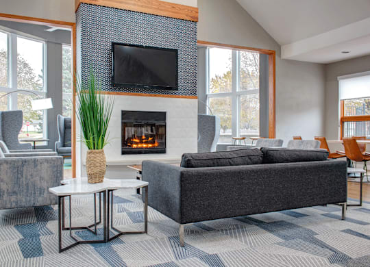 Seating area in clubhouse, TV