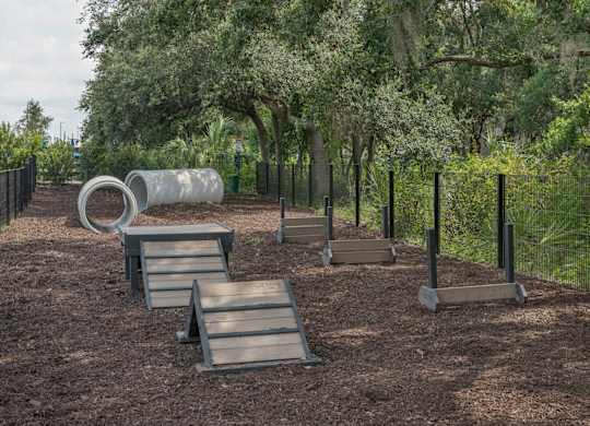 Riverview, FL Apartments – Sole at Brandon - leash free dog park with agility equipment