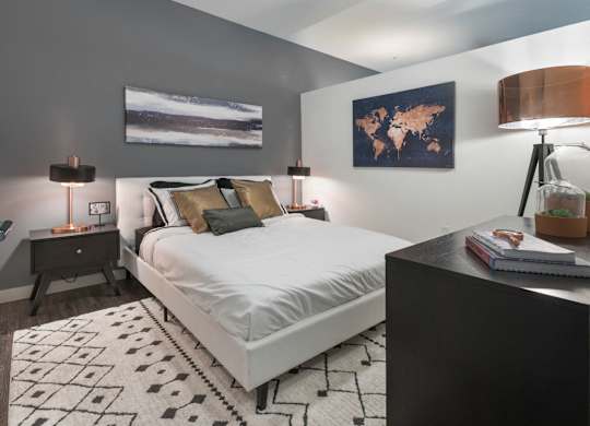 Pet-Friendly Apartments in Riverview – Sole at Brandon - spacious bedroom with hardwood flooring and tall ceilings