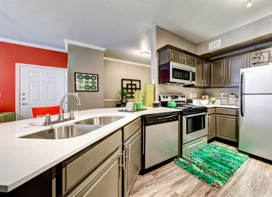 updated kitchen with stainless steel appliances