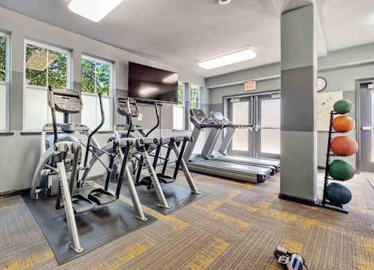 fitness center with tv
