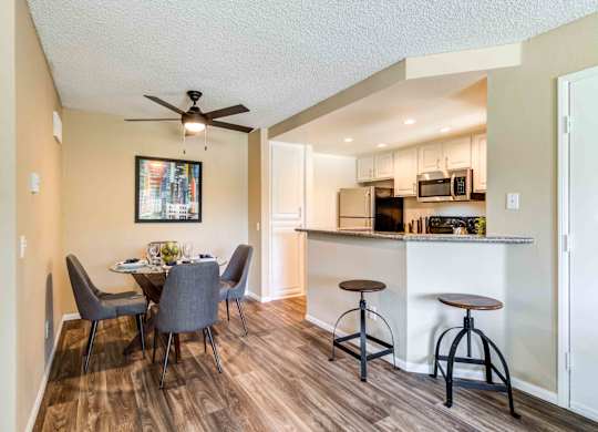 kitchen with stainless steel appliances and wood floors