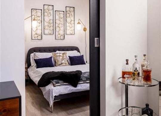 bedroom- wood-style flooring