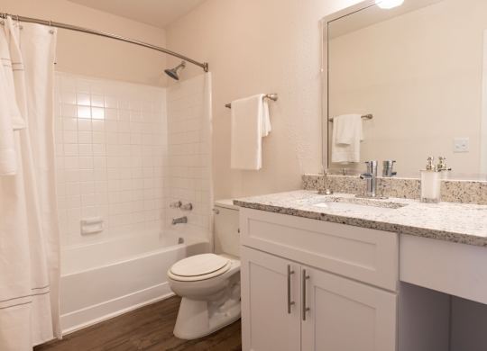 Alpharetta Apartments – Webb Bridge Crossing – bathroom with a bathtub toilet and sink