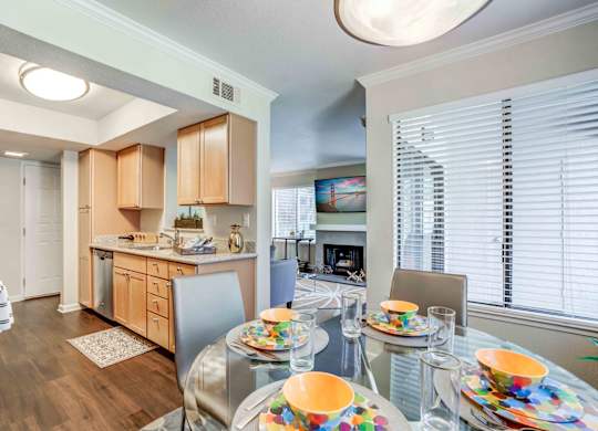 Spacious kitchen and dining room area