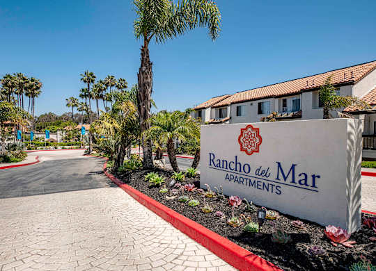 Dog-Friendly Apartments in San Clemente, CA- Rancho Del Mar - Exterior Shot of Monument Sign for Rancho Del Mar
