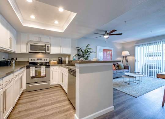 open living room & kitchen area