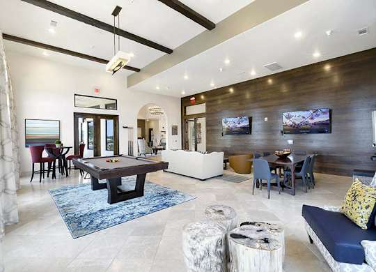 billiards game room with private veranda