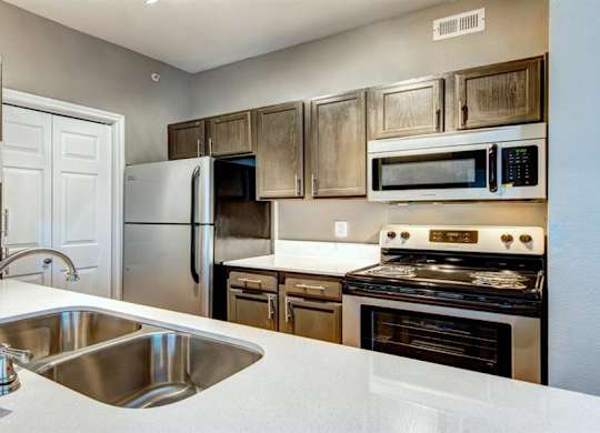 Updated kitchen with stainless steel appliances