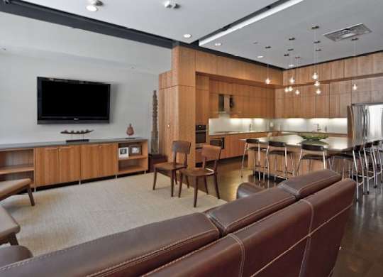 Seating area in clubhouse with TV