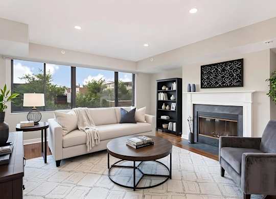 1633 Q living area with fireplace (virtually staged)