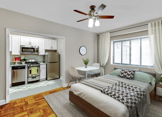 Renovated studio apartment (virtually staged) at The York and Potomac Park, Washington