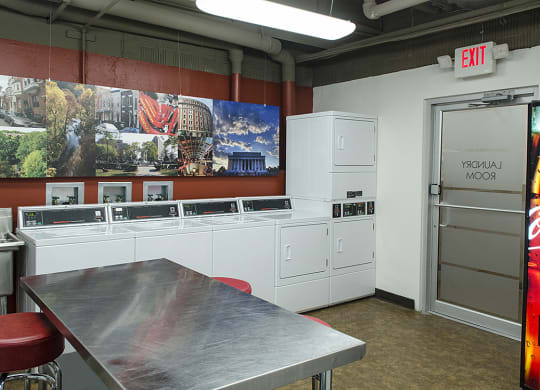 Laundry room with seating area at 2100 Connecticut, Washington, 20008