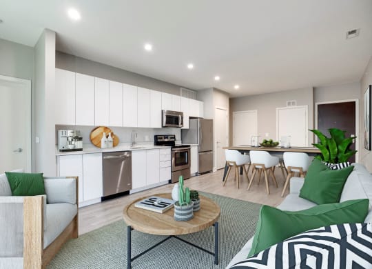 living and dining (virtually staged) at 2255 Wisconsin, Washington, 20007