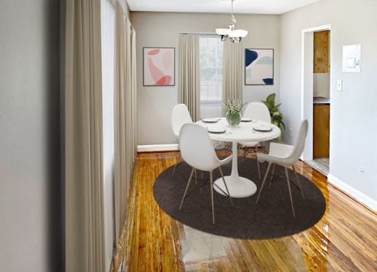 Apartment dining area (virtually staged) at Mason Hall in Alexandria, VA 22314
