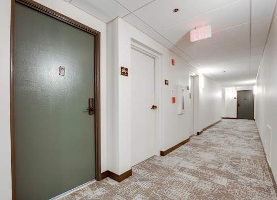 Newly renovated corridors at Lenox Club in the National Landing neighborhood of Arlington, VA 22202