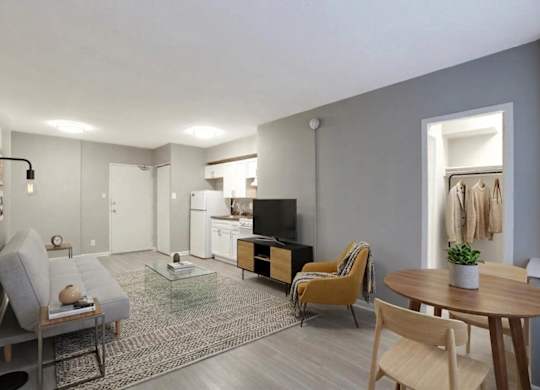 Modern studio apartment (virtually staged) at The Palisades at Logan Circle