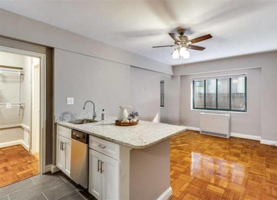 Updated kitchen and living area at The York and Potomac Park, Washington, DC, 20006