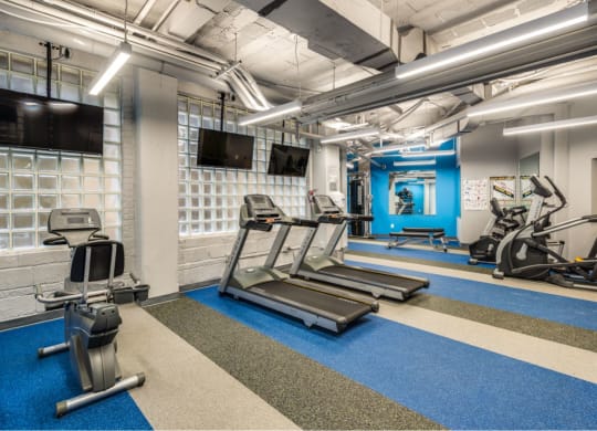 Fitness center with treadmills and machines at Diplomat, Washington, 20009