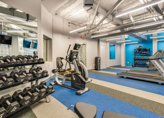 Fitness center weights area at Diplomat, Washington, Washington