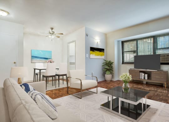 One-bedroom apartment living and dining area (virtually staged) at Diplomat, Washington, Washington