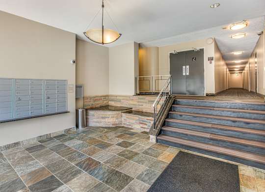 Mail room and lobby at Legation House Apartments in Chevy Chase, Washington, DC 20015
