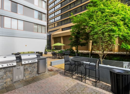 Courtyard with grilling area at Lenox Club, National Landing Arlington, VA, 22202