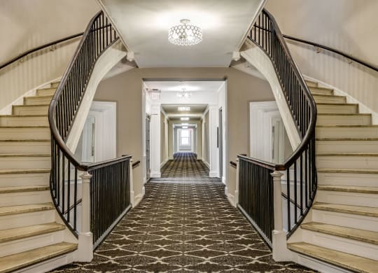Hallway with grand staircase at President Madison, Washington, DC