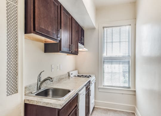 Partially renovated kitchen at Highview and Castle Manor, Washington, 20009
