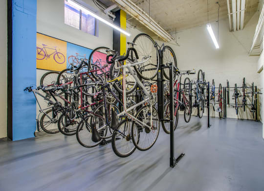 Bike room with racks at Idaho Terrace, Washington, DC