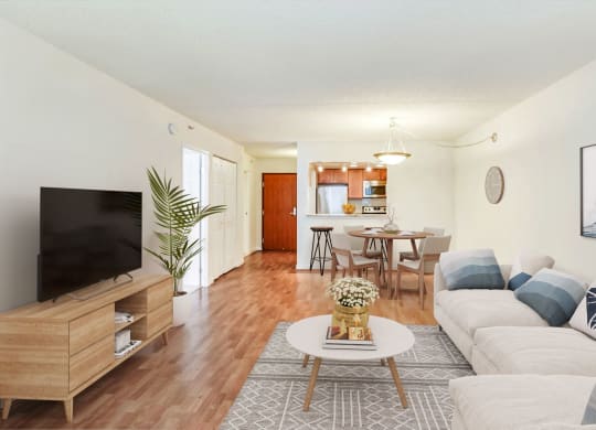 Renovated apartment living area (virtually staged)  at Lenox Park, Silver Spring, 20910