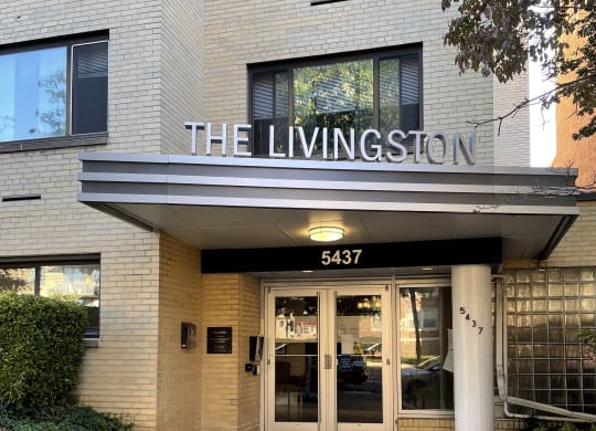 the entrance to the livingston apartment building